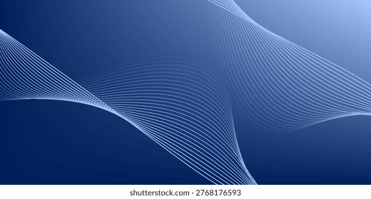 Abstract background with waves for banner. Medium banner size. Vector background with lines. Blue gradient. Water, ocean. Brochure, booklet. Chrysler Marlin Blue color