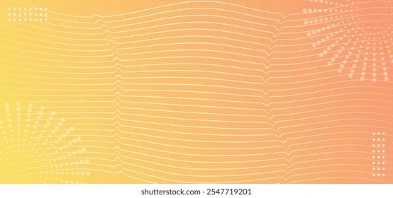 Fundo abstrato com ondas para faixa no fundo amarelo gradiente e laranja. Plano de fundo do vetor com gradiente lines.Orange. Ilustração vetorial