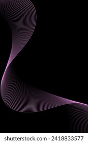 Abstract background with waves for banner. Standart poster size. Vector background with lines. Element for design isolated on black. Pink. Valentine's Day. Women's Day. Brochure