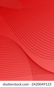 Abstract background with waves for banner. Standart poster size. Vector background with lines. Element for design isolated on red. Red gradient. Valentine's Day. Women's Day. Brochure