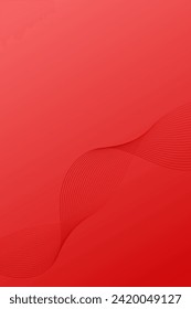 Abstract background with waves for banner. Standart poster size. Vector background with lines. Element for design isolated on red. Red gradient. Valentine's Day. Women's Day. Brochure