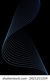 Abstract background with waves for banner. Standart poster size. Vector geometric background with lines. Element for design isolated on black. Blue gradient. Water, ocean. Brochure, booklet