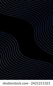 Abstract background with waves for banner. Standart poster size. Vector geometric background with lines. Element for design isolated on black. Blue gradient. Water, ocean. Brochure, booklet