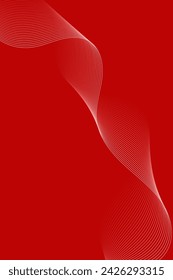 Abstract background with waves for banner. Standart poster size. Vector background with lines. Element for design isolated on red. Red gradient. Valentine's Day. Women's Day. Brochure