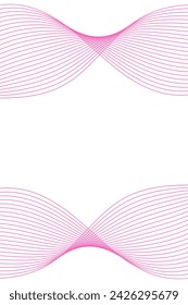 Abstract background with waves for banner. Standart poster size. Vector background with lines. Element for design isolated on white. Pink color. Valentine's Day. Women's Day. Brochure
