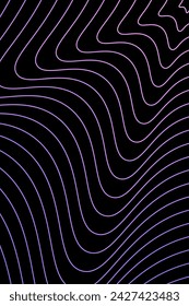 Abstract background with waves for banner. Standart poster size. Vector geometric background with lines. Element for design isolated on black. Purple and pink gradient. Brochure, booklet