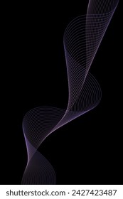 Abstract background with waves for banner. Standart poster size. Vector geometric background with lines. Element for design isolated on black. Purple and pink gradient. Brochure, booklet