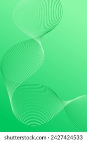 Abstract background with waves for banner. Standart poster size. Vector background with lines. Element for design. Green gradient. Brochure, booklet. Summer, spring. Nature, eco