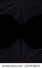 Abstract background with waves for banner. Standart poster size. Vector geometric background with lines. Element for design isolated on black. Purple and pink gradient. Brochure, booklet