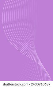 Fondo abstracto con ondas para banner. Tamaño de póster estándar. Fondo geométrico vectorial con líneas. Elemento para diseño aislado en púrpura. Degradado púrpura. Folleto, folleto