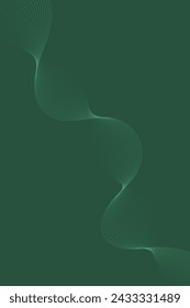 Abstract background with waves for banner. Standart poster size. Vector geometric background with lines. Element for design isolated on dark green. Green gradient. Brochure, booklet. Nature, eco
