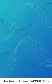 Fondo abstracto con ondas para banner. Tamaño de póster estándar. Fondo vectorial con líneas. Elemento para el diseño. Degradado azul. Folleto. Verano, primavera. Agua, océano, naturaleza