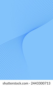 Abstract background with waves for banner. Standart poster size. Vector geometric background with lines. Element for design isolated on bright blue. Blue gradient. Brochure, booklet