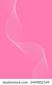 Abstract background with waves for banner. Standart poster size. Vector background with lines. Element for design isolated on pink. Pink gradient. Brochure, booklet. Summer, spring. Valentine's Day