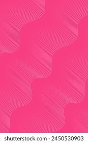 Fondo Abstractas con ondas para el Anuncio. Tamaño de póster estándar. Fondo de Vector con líneas. Elemento para diseño aislado en rosa. Degradado rosa. Folleto. Verano, primavera. Día de la Madre