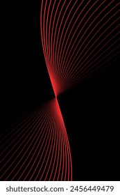 Fondo Abstractas con ondas para el Anuncio. Tamaño de póster estándar. Vector de fondo geométrico con líneas. Elemento para diseño aislado sobre negro. Degradado negro y rojo. Folleto. Amor, romántico