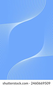 Fondo Abstractas con ondas para el Anuncio. Tamaño de póster estándar. Fondo de Vector con líneas. Elemento para diseño aislado en azul. Degradado azul. Folleto. Verano, primavera. Océano, agua