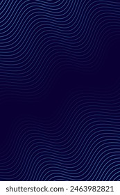 Abstract background with waves for banner. Standart poster size. Vector background with lines. Element for design isolated on dark blue. Blue gradient. Brochure, booklet. Ocean, water. Night, deep
