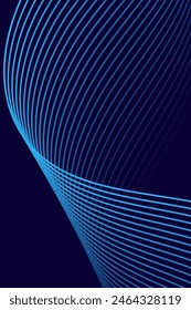 Abstract background with waves for banner. Standart poster size. Vector background with lines. Element for design isolated on dark blue. Blue gradient. Brochure, booklet. Ocean, water. Night, deep