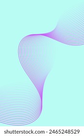Abstract background with waves for banner. Standart poster size. Vector background with lines. Element for design isolated on blue. Purple and blue gradient. Brochure, booklet. Summer, spring