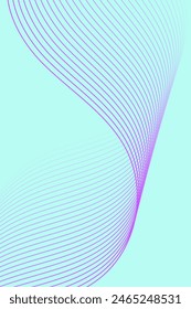 Abstract background with waves for banner. Standart poster size. Vector background with lines. Element for design isolated on blue. Purple and blue gradient. Brochure, booklet. Summer, spring