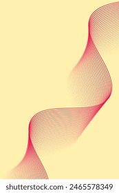 Fondo Abstractas con ondas para el Anuncio. Tamaño de póster estándar. Fondo de Vector con líneas. Elemento para diseño aislado en amarillo. Degradado rojo y amarillo. Folleto. Verano, primavera