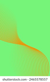 Abstract background with waves for banner. Standart poster size. Vector background with lines. Element for design isolated on green. Orange and green gradient. Brochure, booklet. Summer, spring