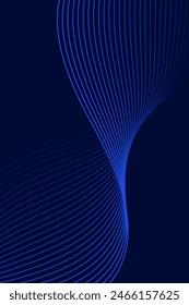 Abstract background with waves for banner. Standart poster size. Vector background with lines. Element for design isolated on dark blue. Blue gradient. Brochure, booklet. Ocean, water. Night, deep