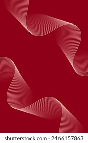 Abstract background with waves for banner. Standart poster size. Vector background with lines. Element for design isolated on dark red. Red gradient. Brochure, booklet. Valentine's Day