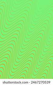 Fondo Abstractas con ondas para el Anuncio. Tamaño de póster estándar. Fondo de Vector con líneas. Elemento para diseño aislado sobre verde. Degradado naranja y verde. Folleto. Verano, primavera