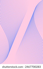Fondo Abstractas con ondas para el Anuncio. Tamaño de póster estándar. Fondo de Vector con líneas. Elemento para diseño aislado en rosa. Degradado rosa y azul. Folleto. Verano, primavera