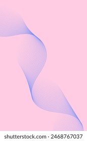 Fondo Abstractas con ondas para el Anuncio. Tamaño de póster estándar. Fondo de Vector con líneas. Elemento para diseño aislado en rosa. Degradado rosa y azul. Folleto. Verano, primavera