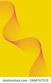 Abstract background with waves for banner. Standart poster size. Vector background with lines. Element for design isolated on yellow. Pink and yellow gradient. Brochure, booklet. Summer, spring