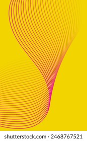 Abstract background with waves for banner. Standart poster size. Vector background with lines. Element for design isolated on yellow. Pink and yellow gradient. Brochure, booklet. Summer, spring
