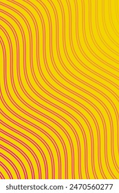 Abstract background with waves for banner. Standart poster size. Vector background with lines. Element for design isolated on yellow. Pink and yellow gradient. Brochure, booklet. Summer, spring