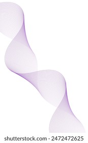 Abstrakter Hintergrund mit Wellen für den Banner. Standardgröße des Posters. Vektorgrafik Hintergrund mit Zeilen. Element für Design isoliert auf weiß. Violetter Farbverlauf. Broschüre, Heft. Sommer, Frühling