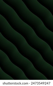 Abstract background with waves for banner. Standart poster size. Vector geometric background with lines. Element for design isolated on black. Black and green gradient. Brochure, booklet