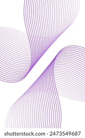 Abstract background with waves for banner. Standart poster size. Vector background with lines. Element for design isolated on white. Purple gradient. Brochure, booklet. Summer, spring