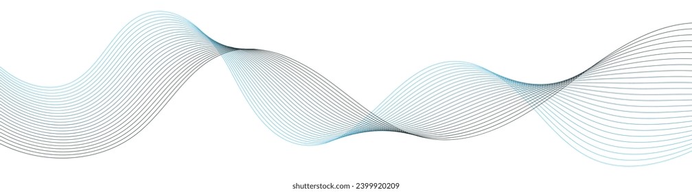 Fondo abstracto con olas para el cartel. Tamaño de banner web. Fondo vectorial con líneas. Elemento para el diseño aislado en blanco. Negro y azul