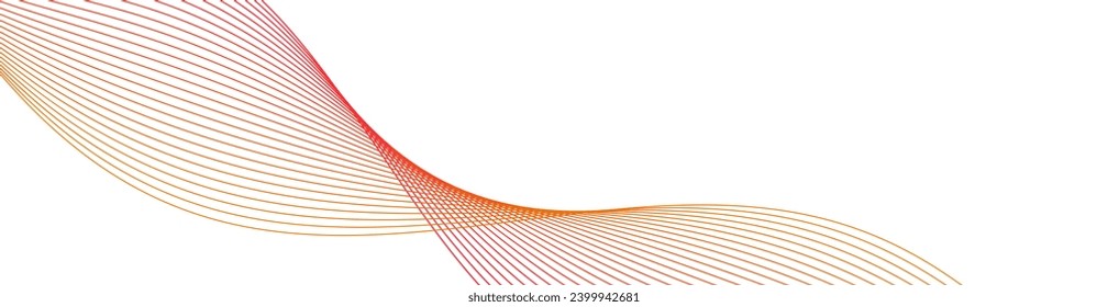 Abstract background with waves for banner. Web banner size. Vector background with lines. Element for design isolated on white. Red and orange