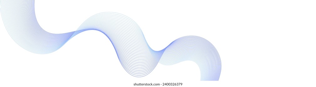Abstract background with waves for banner. Web banner size. Vector background with lines. Element for design isolated on white. Blue. Water, ocean. Winter, Christmas