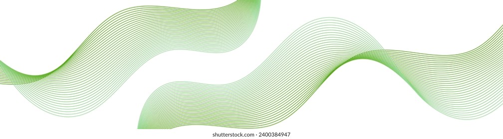 Abstract background with waves for banner. Web banner size. Vector background with lines. Element for design isolated on white. Green, eco, nature. Holiday, spring