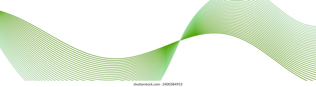 Abstract background with waves for banner. Web banner size. Vector background with lines. Element for design isolated on white. Green, eco, nature. Holiday, spring