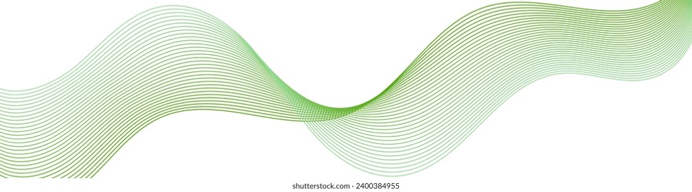 Abstract background with waves for banner. Web banner size. Vector background with lines. Element for design isolated on white. Green, eco, nature. Holiday, spring