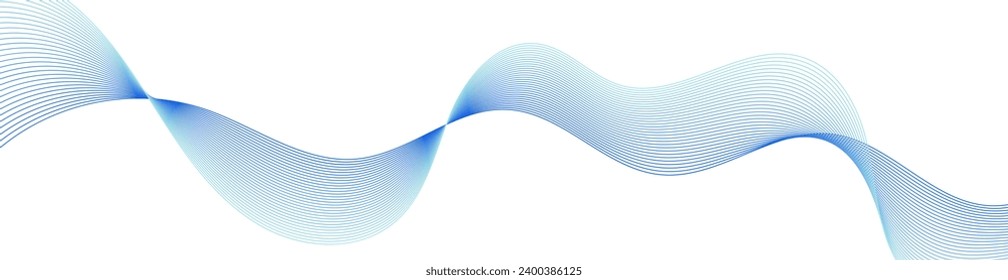 Abstract background with waves for banner. Web banner size. Vector background with lines. Element for design isolated on white. Blue. Water, ocean. Winter, Christmas