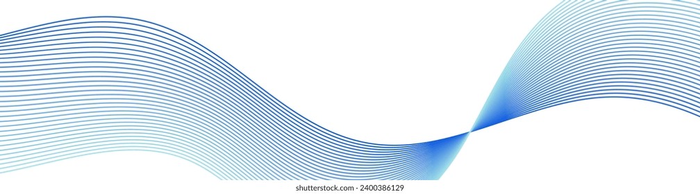 Abstract background with waves for banner. Web banner size. Vector background with lines. Element for design isolated on white. Blue. Water, ocean. Winter, Christmas