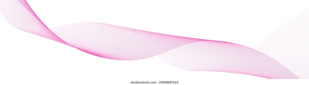 Abstract background with waves for banner. Web banner size. Vector background with lines. Element for design isolated on white. Pink color. Beauty, love, girl