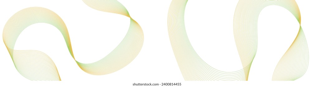 Abstract background with waves for banner. Web banner size. Vector background with lines. Element for design isolated on white. Green and yellow