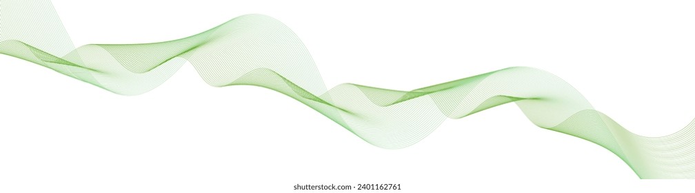 Abstract background with waves for banner. Web banner size. Vector background with lines. Element for design isolated on white. Green, nature, eco. Spring, summer