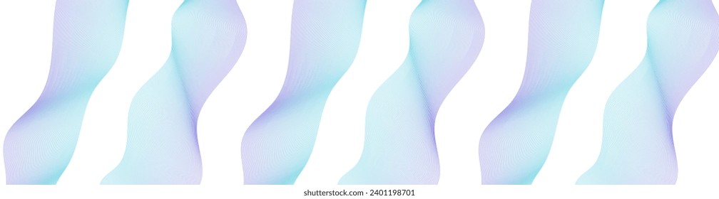 Abstract background with waves for banner. Web banner size. Vector background with lines. Element for design isolated on white. Blue. Water, ocean. Winter, Christmas